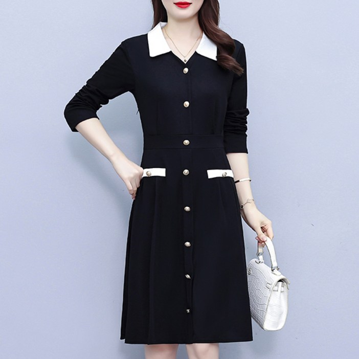 포플러앤씨 여성용 칸스터 빅사이즈 배색 원피스 P25FOPS081434