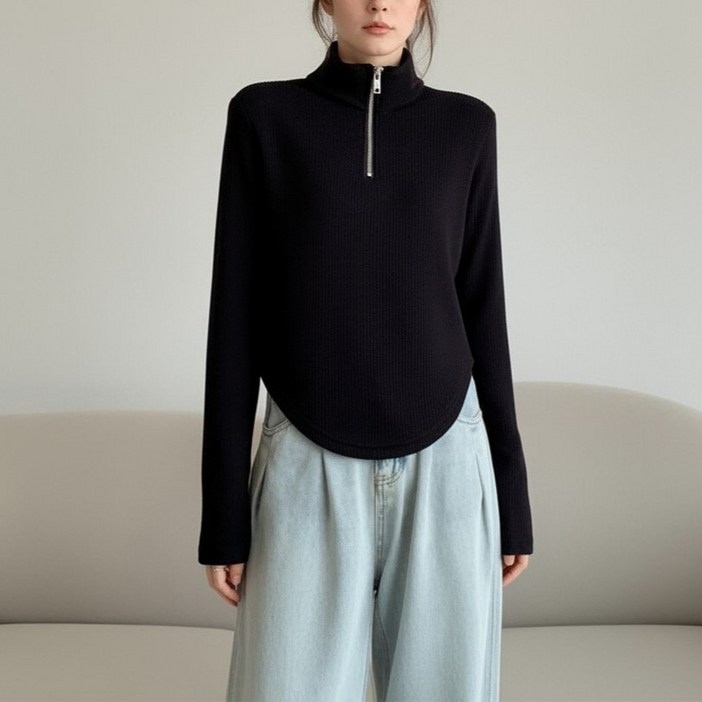 언헤브 여성용 루즈핏 반집업 티셔츠