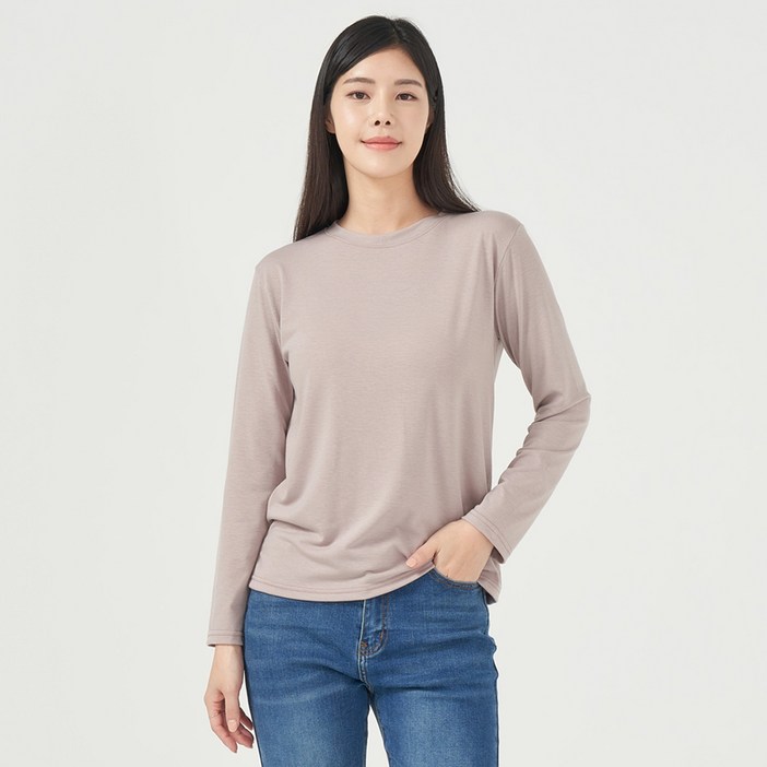 인비비드 여성용 레이첼 기본 베이직 라운드넥 헤리 티셔츠 F08I7iy5299