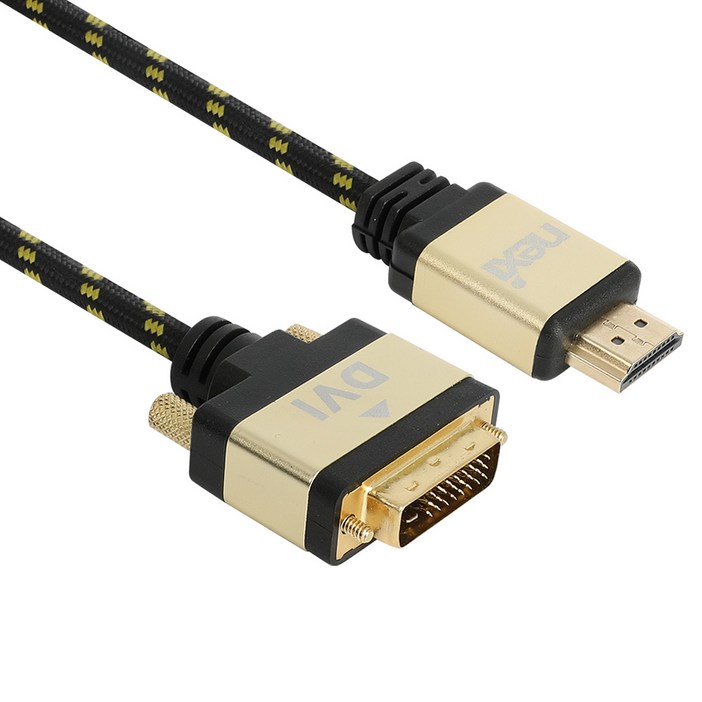 넥시 HDMI 2.0 TO DVI-D Fine Gold 메탈 듀얼 케이블 1m, 1m, 1개