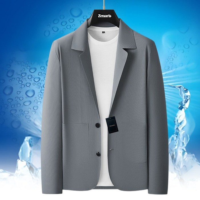 Zenaris 봄여름 남자 블레이져 정장자켓 아이스 냉감 얇은 카라넥 아우터 재킷