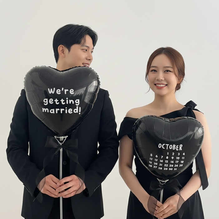 블랙하트 웨딩 촬영 캘린더 달력 풍선 세트