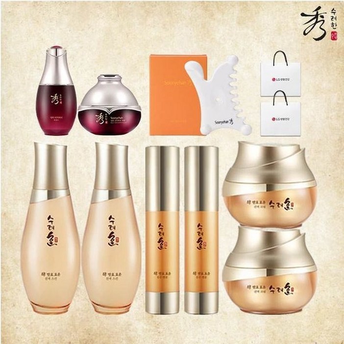 수려한 발효 효윤 3종스킨크림앰플X2리커버리 2종에센스크림괄사쇼핑백..35463611