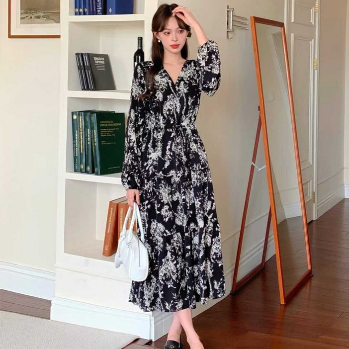 [오나스타일] 샤이 블룸 플로럴 롱원피스 긴기장 세련된 스타일