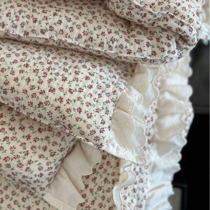 알러지케어 차렵이불 사계절 순면 침구 겨울이불 프리미엄 세트 양면 이불 한국 작은 꽃 프렌치 코튼 거즈 이불은 두꺼운 겨울 이불입니다.