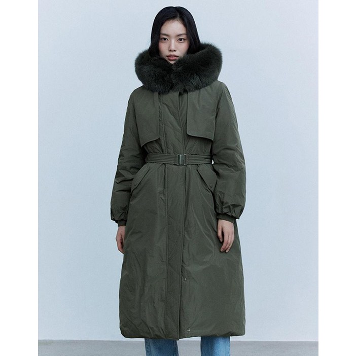 더엣지 폭스퍼 야상 롱 구스다운 코트 923897