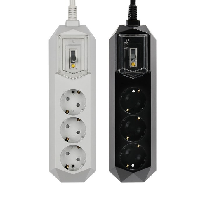 아이정 국산 4000W 고용량 과부하 누전차단 멀티탭 3구, 누전 3구 블랙, 2개, 7m