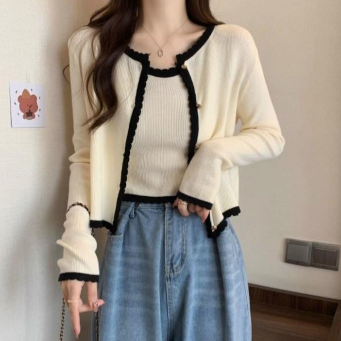 Mahine 여성 니트 나시 가디건 세트