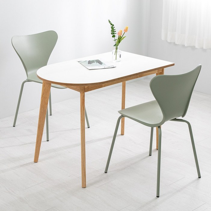 크림우드 1000X600 반원형 비너스 2인 주방 식탁 세트, 선택핑크