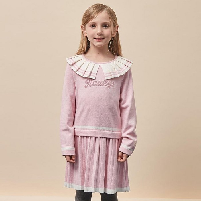 헤지스 키즈 헤지스키즈 여아 니트플리츠 원피스 HTW11NA52M PK