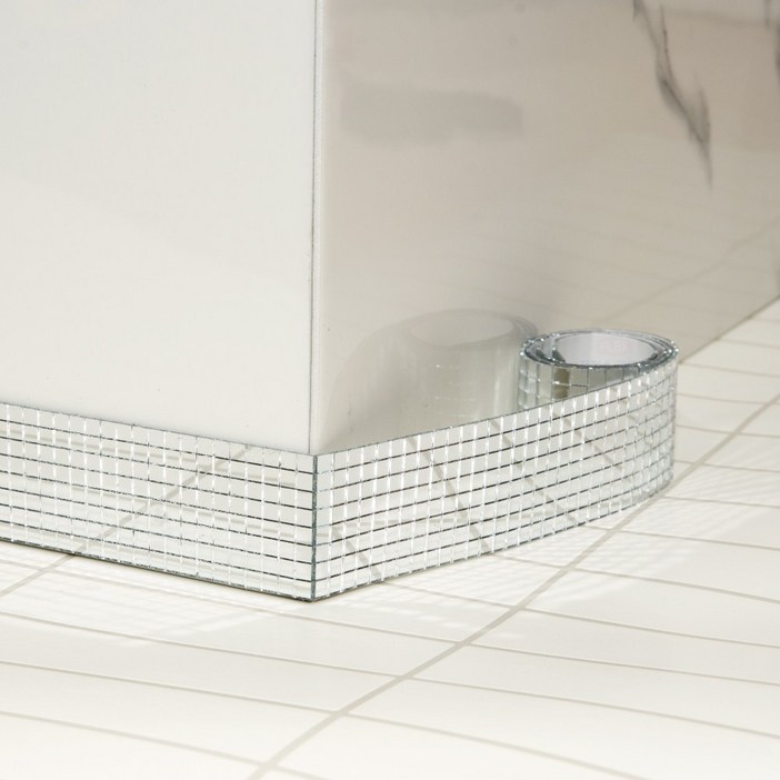 플렉스굽도리 몰딩 시트지 유리 띠벽지 거울 스티커, 샤인실버FZ182