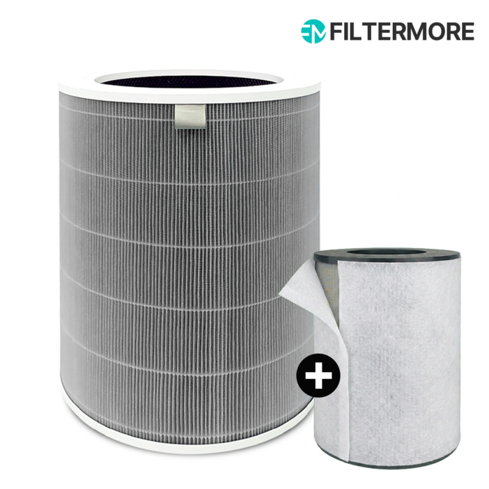 샤오미 공기청정기 호환 필터 그레이 + 보조필터 2 2S 2H 3C 3H PRO 호환, 1개, 그레이 필터+보조필터