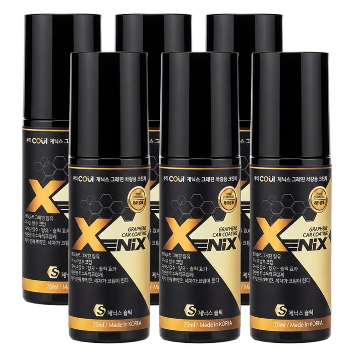 제닉스슬릭 그래핀 차량 바이크 특수목적 코팅제 발수 셀프 초보 세차 휴대용, 6개, 70ml
