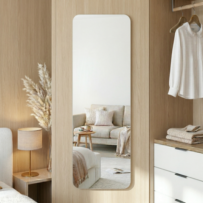 소프트엣지 아크릴 붙이는 전신거울, 화이트 40 x 120cm