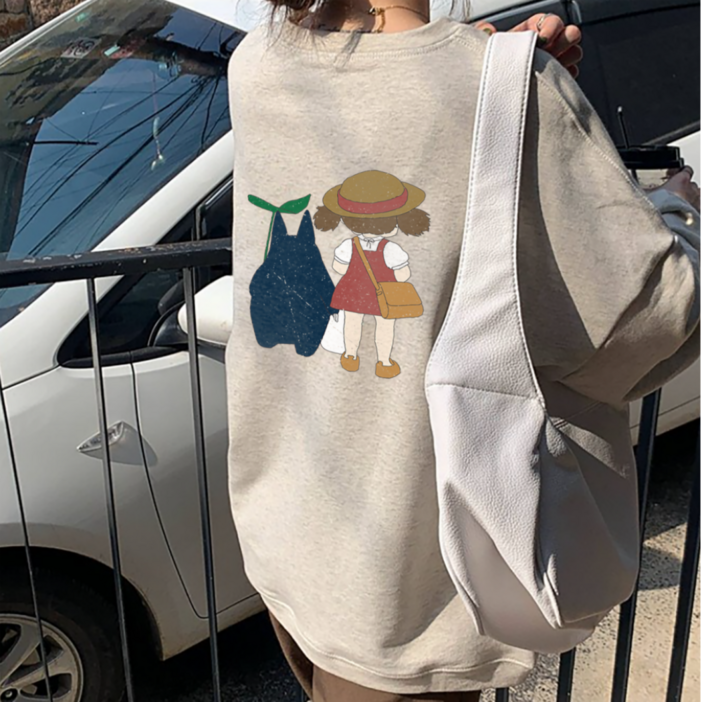 여성 오버핏 캐주얼 캐릭터 긴팔 티셔츠 루즈핏 봄 가성비 맨투맨