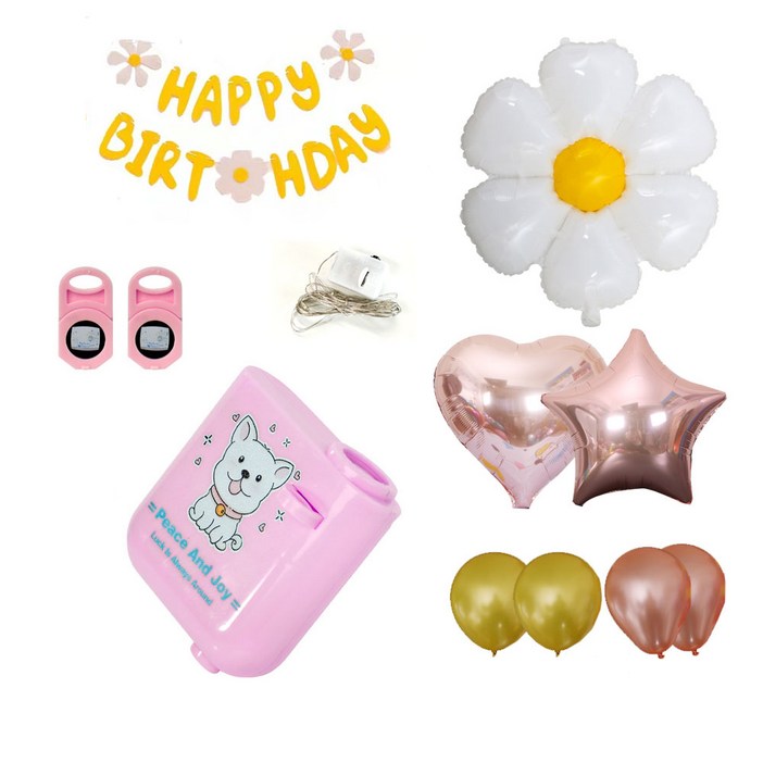 제너럴케이 생일파티빔 파티용품 세트, 1세트, 핑크 제너럴케이 생일파티빔 파티용품 세트, 1세트, 핑크