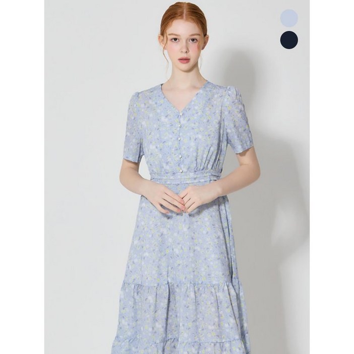 오조크 브이넥 프린트 셔링 원피스 택가격 99000원