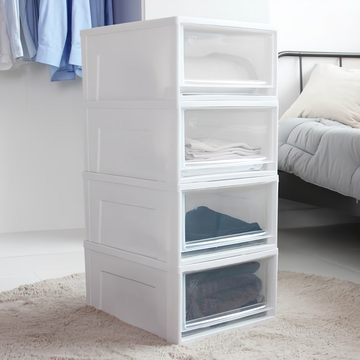 아이리스 시스템 수납박스 슬라이딩 서랍장 BC500, 클리어, 4개