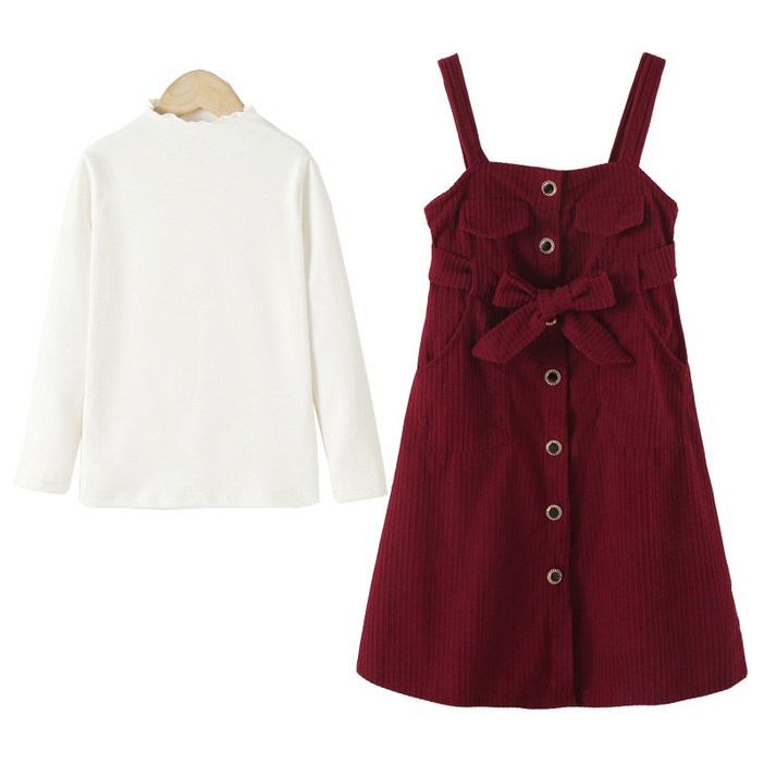 ZPEIZ 초등여아 주니어 초등학생 쥬니어 봄 와인 레드 주니어원피스 여아 치마세트