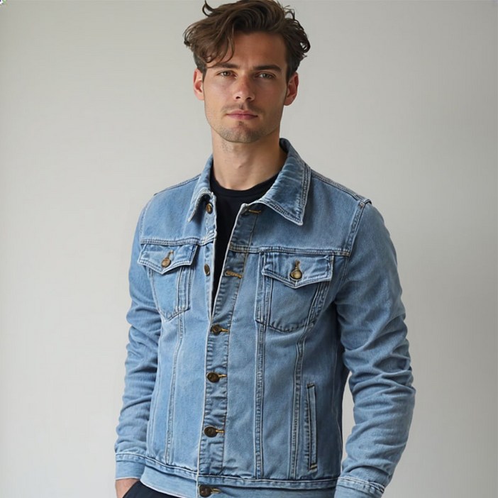 EARON 데님 트러커 라인 청자켓