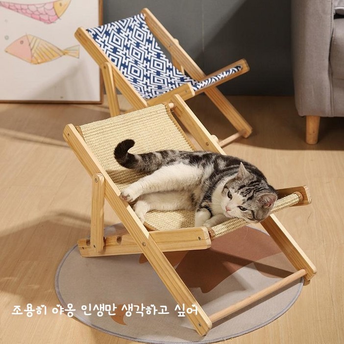 Bulus 고양이 비치 의자 고양이 스크래쳐 침대 캣타워 사계절 공용, 캔버스 20230722