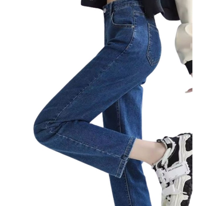 여성용 스판 세미와이드 청바지