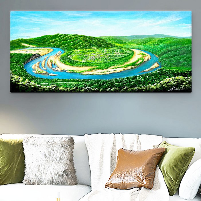 [돈이 쏟아져 들어오는그림] 하회마을 명당도 그림 액자 부자되는 풍수 인테리어 집들이 선물