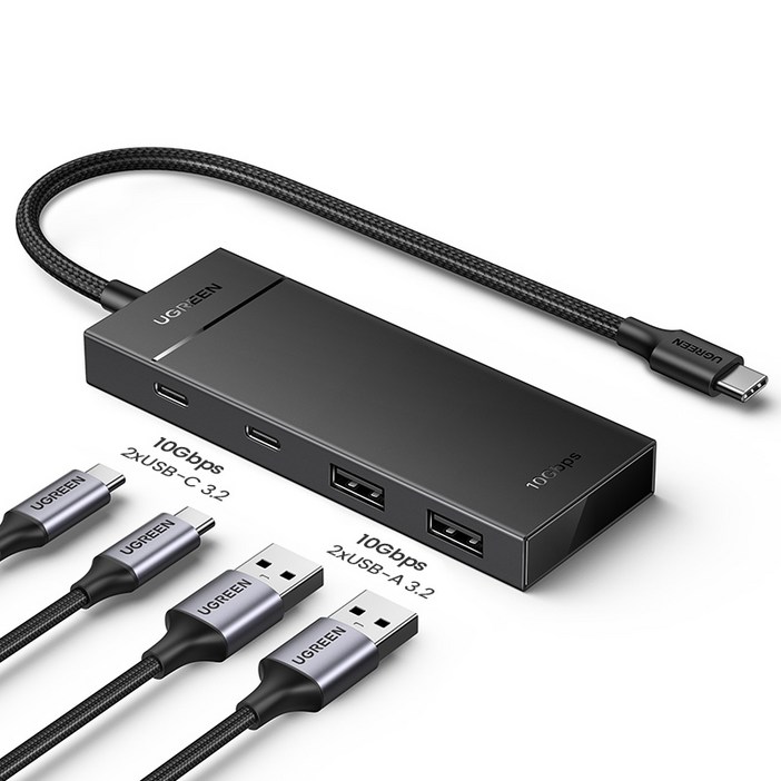 UGREEN 유그린 10Gbps USB C 허브 4 in 1 USB 3.2 어댑터 4포트 연결 지원2개의 USBC 3.2 및 2개의 USBA 3.2 포트 C타입 멀티허브 UGREEN 유그린 10Gbps USB C 허브 4 in 1 USB 3.2 어댑터 4포트 연결 지원2개의 USBC 3.2 및 2개의 USBA 3.2 포트 C타입 멀티허브