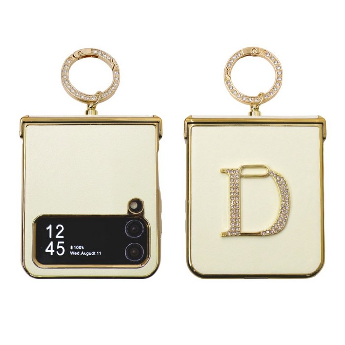 갤럭시 Z플립 3 4 5 6 지플립 힌지보호 핑거링 D로고 골드큐빅 케이스