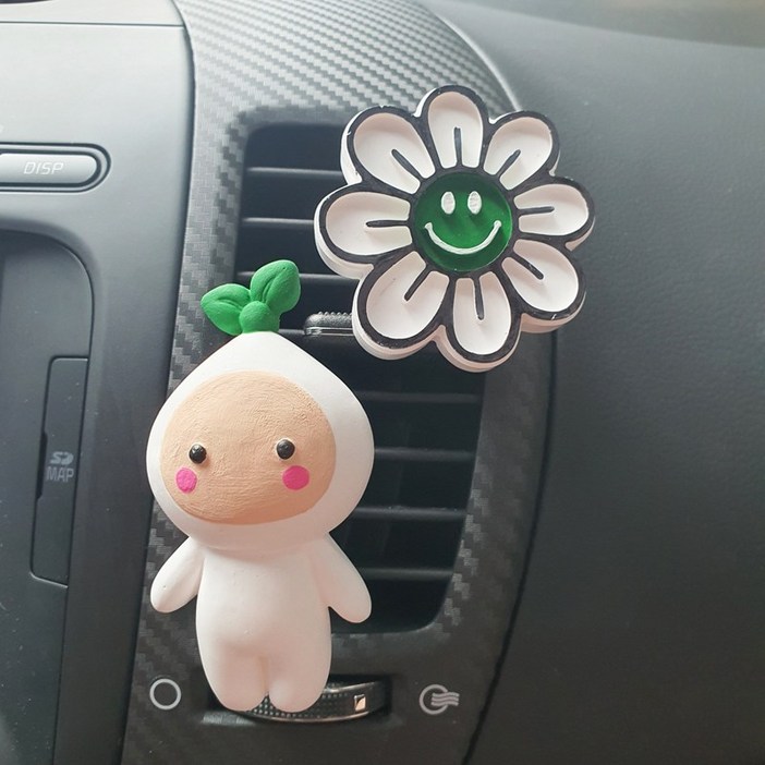 11유니크센트 새싹둥이플라워 석고 차량용방향제 송풍구 귀여운 자동차용, 피톤치드, 1개