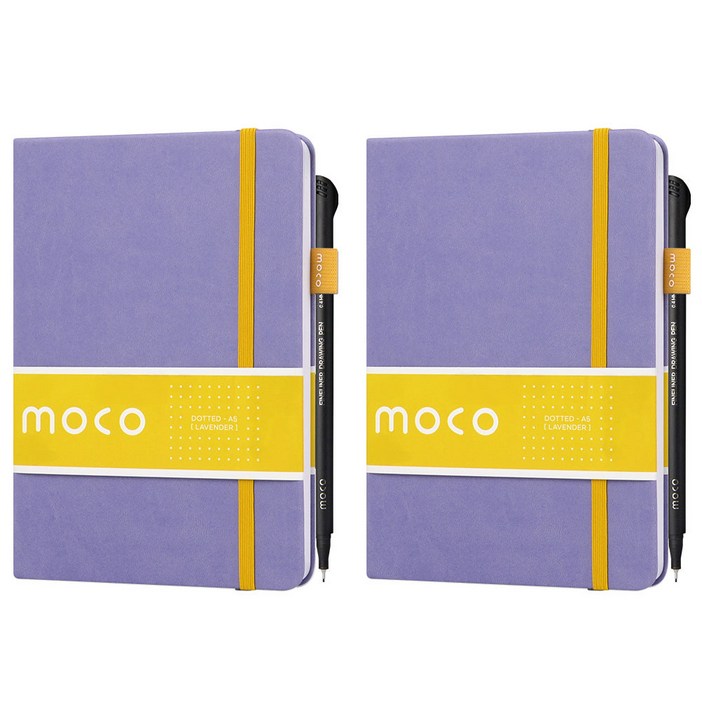모코 A5 도티드 노트 112매  드로잉펜, 2세트, 라벤더