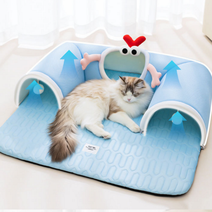 고양이 터널매트 숨숨집 일체형 하우스, 1개, 스카이 고양이 터널매트 숨숨집 일체형 하우스, 1개, 스카이