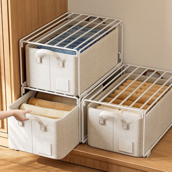 숭람 접이식 넣고 빼기편한 옷장 정리함 분층 수납 선반