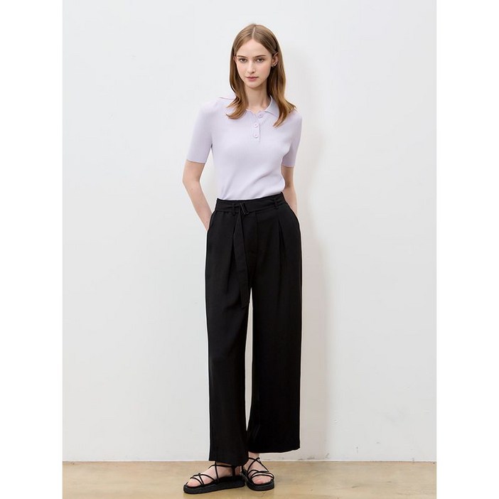 리스트 벨티드 원턱 와이드 팬츠  택가격  178000원