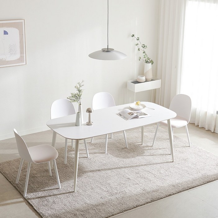 루비 포세린 세라믹 식탁세트 1800 타원 식탁오뜨의자6개 주방 카페 테이블, 일반 의자 6, 1800식탁오뜨의자화이트6개