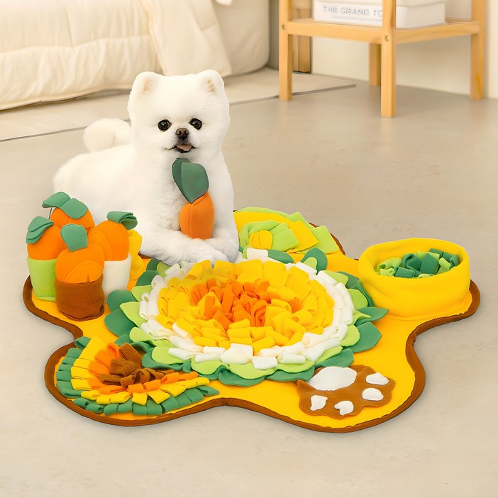 레토 강아지 노즈워크 장난감 플라워 당근밭 담요 매트, 혼합색상, 1개, 600 x 600 mm