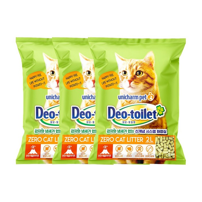 데오토일렛 고양이 모래 2L X 3개, 단일상품