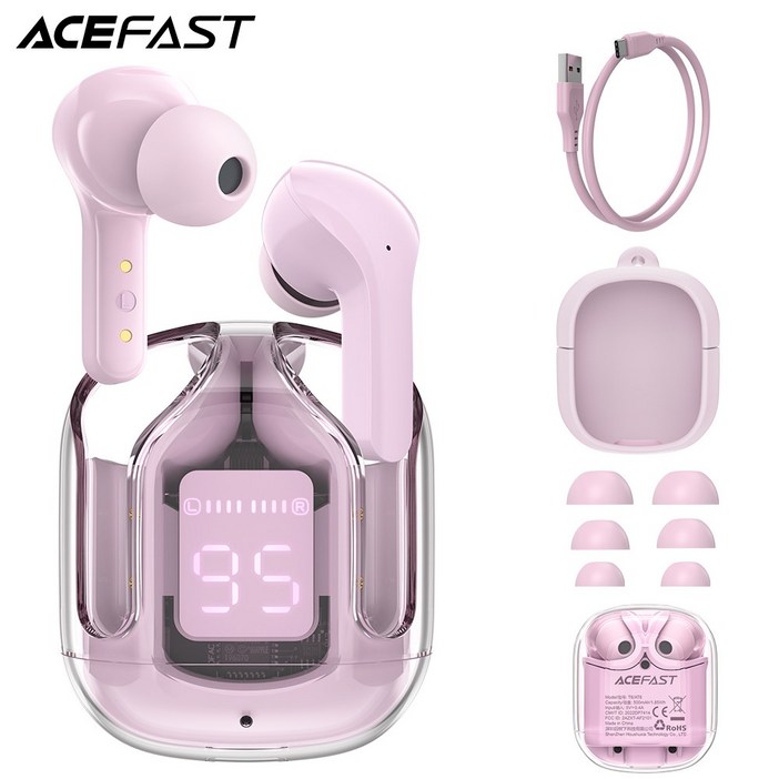 ACEFAST T6 블루투스 5.0 무선 이어버드 ENC 통화 소음 취소 스포츠 뮤직 이어폰, pink lotus ACEFAST T6 블루투스 5.0 무선 이어버드 ENC 통화 소음 취소 스포츠 뮤직 이어폰, pink lotus