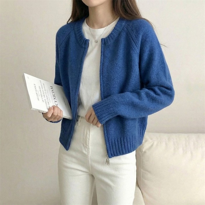 니트 집업 캐주얼 니트 코트 가디건 45128