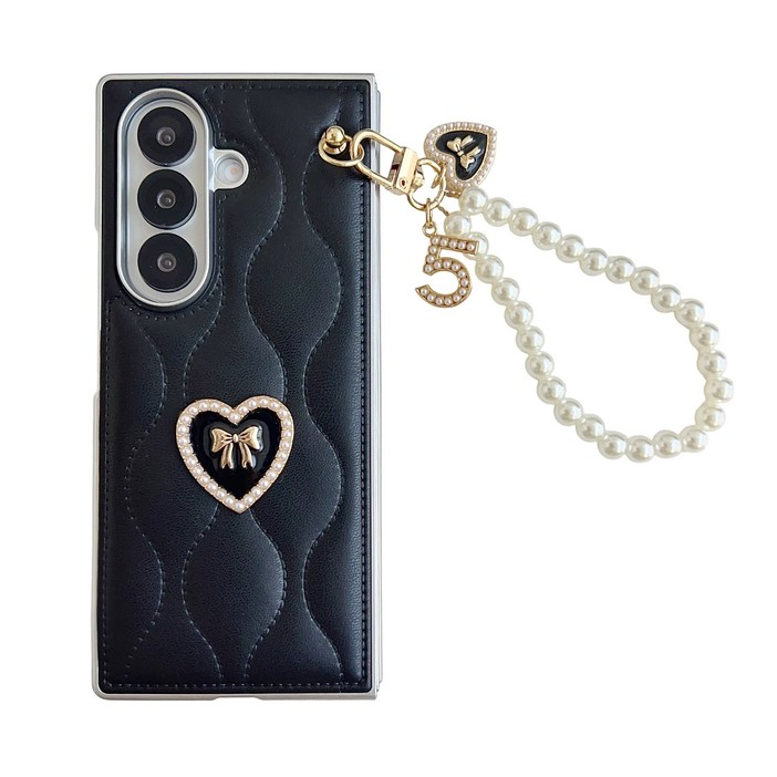 윰스모르 진주 스트랩 갤럭시 플립 폴드 휴대폰 케이스