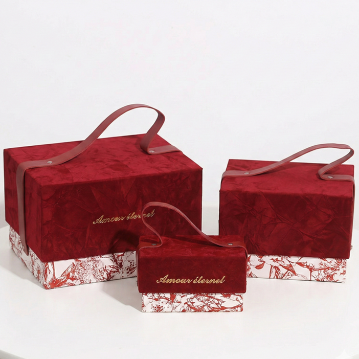 브로상회 견고한 버클과 손잡이가 있는 고급 답례품 선물상자, 1개, 버건디레드