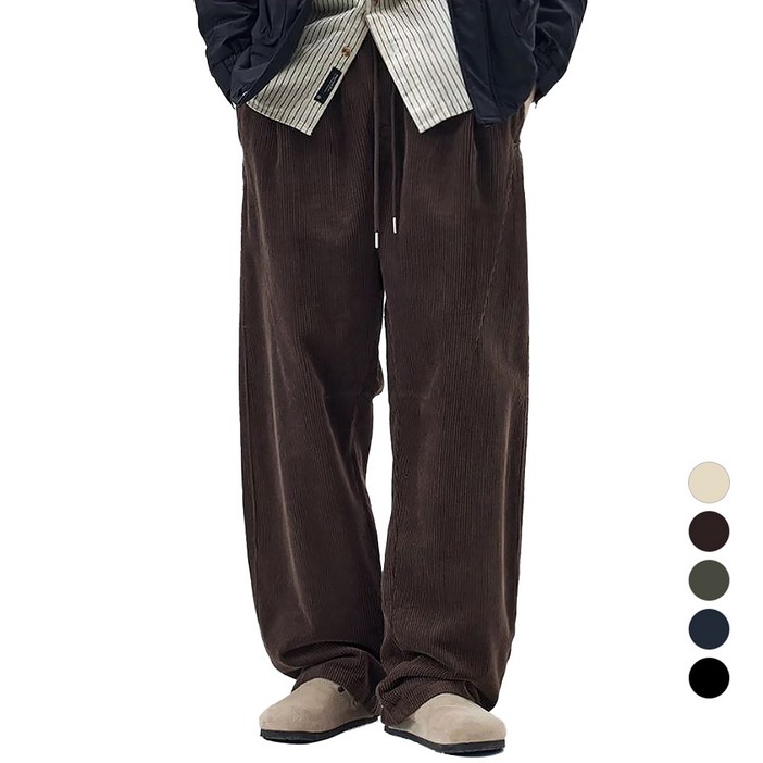 남자 기모 코듀로이 와이드 밴딩 골덴 겨울 바지