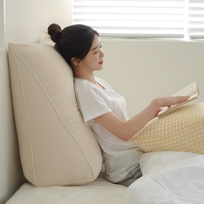집앤콕 집콕 삼각 등쿠션 코튼