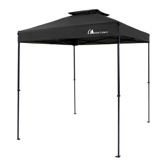 MOON LENCE 원터치 타프 사각 캠핑 타프 방수 타프 그늘막 타프 시스템 파고라 3단 고도 조절 자외선 차단 UPF50 조립 간단 UV타프막 스틸프레임, 검은색