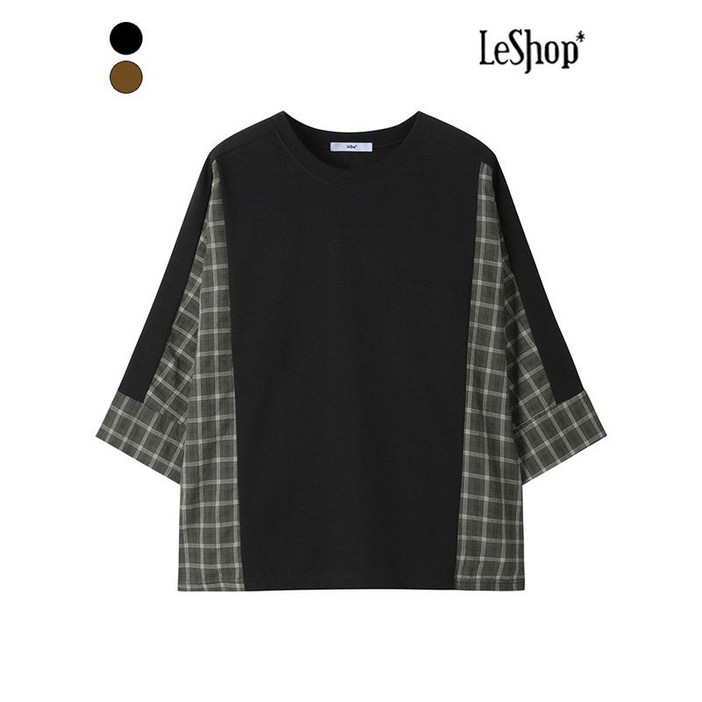 르샵 사이드 체크 배색 스판 티셔츠 BP8TS009A 840120