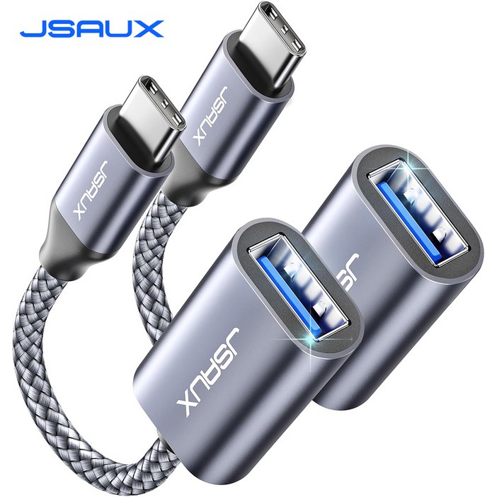 JSAUX C타입 to A타입 3.0 고속 OTG 변화 젠더, 그레이, 2개, 0.16m