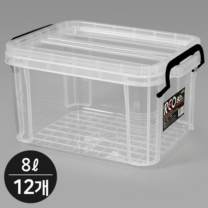 지오리빙 레오박스 다용도정리함 리빙박스 수납 공간 정리함, 투명, 12개