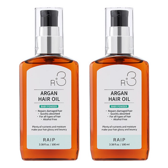 라입 R3 아르간오일 베이비파우더 헤어에센스, 100ml, 2개