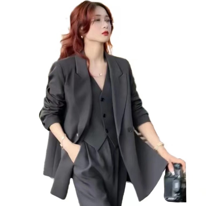 JoYouth봄 가을 여성 정장 세트 3피스 면접 수트 빅사이즈 세미 정장, S2XL