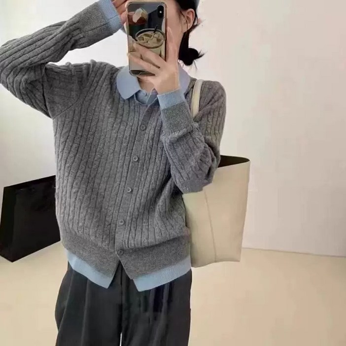 루스리더 여성 카라넥 니트 패션 가디건 M833
